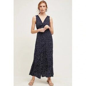Anthropologie HD IN PARIS Tallulah Jumpsuit Navy Blue White Polka Dot Size 2